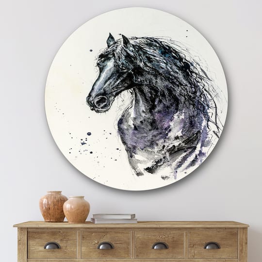 Designart - Portrait of Friesian Horse With Long Manes